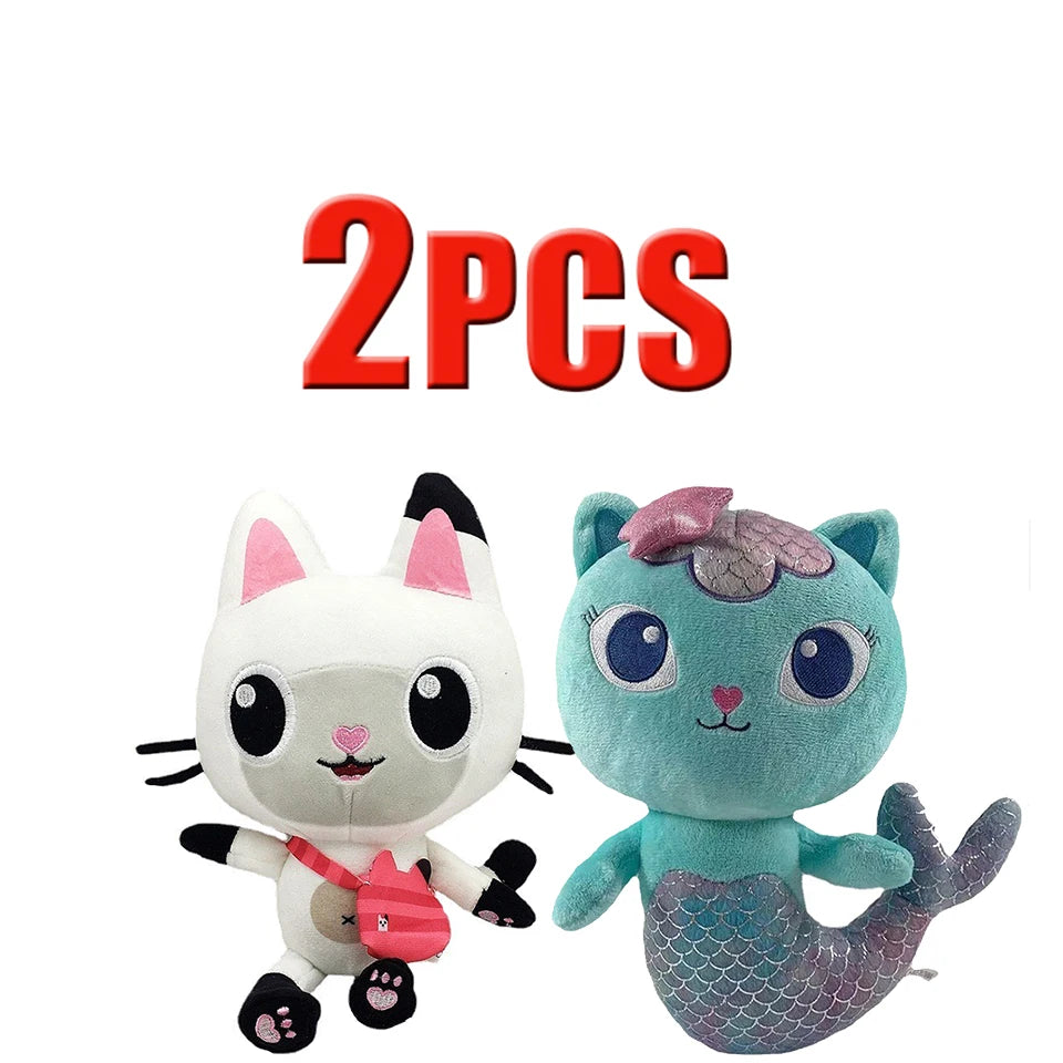 ##8-Piece Gabby Doll House Plush Toy Set 25cm Mermaid Cat Stuffed Animal Cartoon Doll Children's Christmas Gift