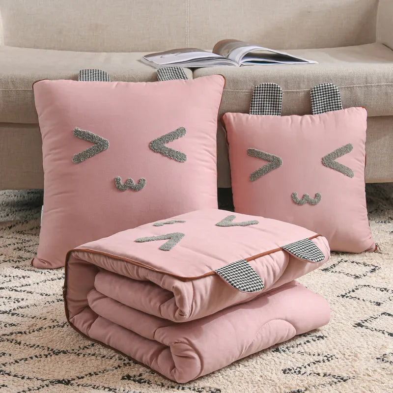 Car Cushion 2-in-1 Pillow Blanket Multi-Functional Sanding Cartoon Pillow Quilt Pillow Blanket