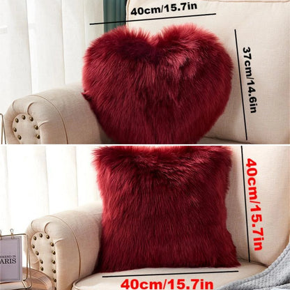1pc Heart/Square Shaped Throw Pillow Cushion, Long Plush Cushion Pad Pillow Fluffy Soft & Comfortable Pillow For Room