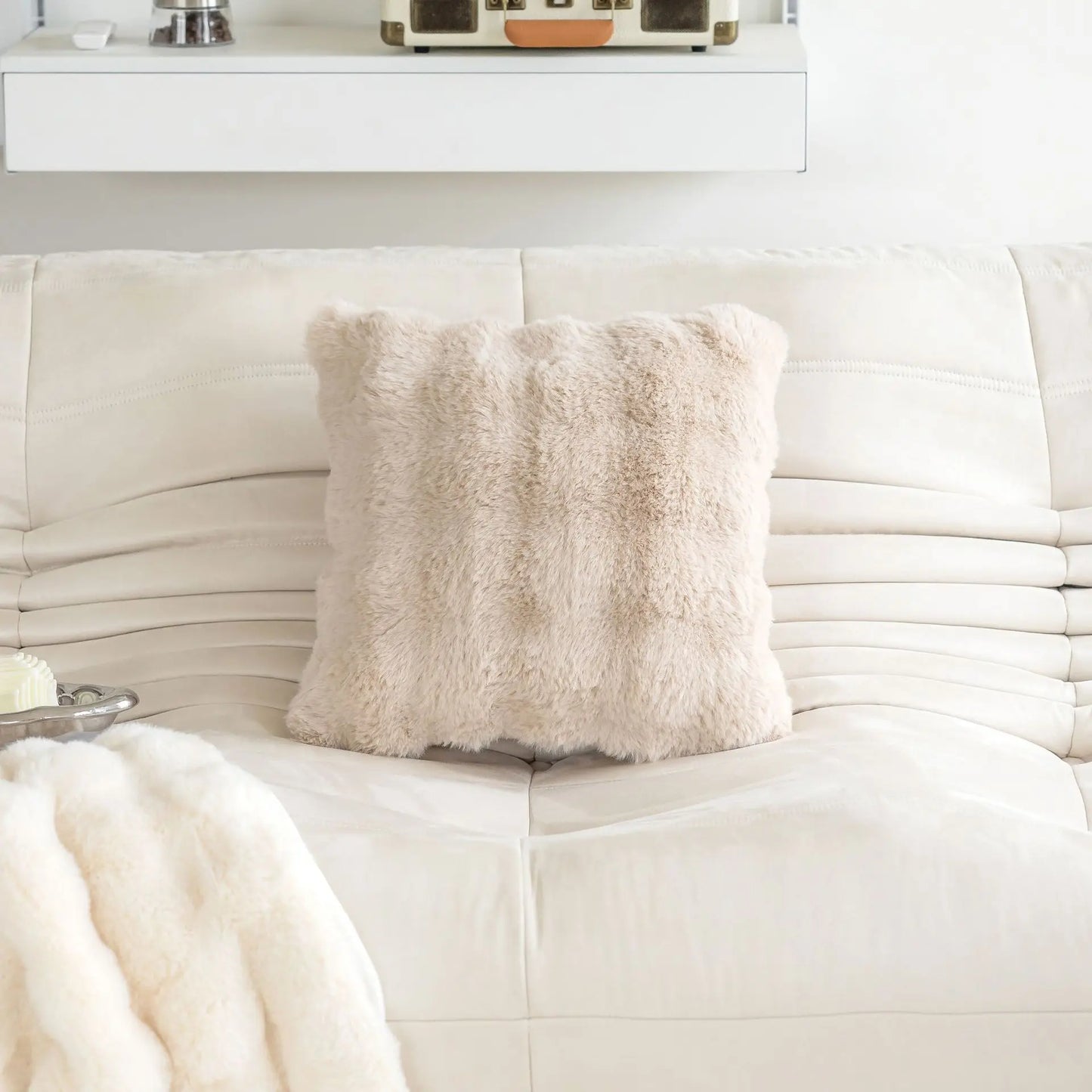 Imitation Rabbit Fur Bubble Velvet Pillow Solid Color Plush Living Room Sofa Cushion Study Bedroom Model Room Decorative Pillow