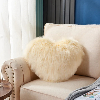 1pc Heart/Square Shaped Throw Pillow Cushion, Long Plush Cushion Pad Pillow Fluffy Soft & Comfortable Pillow For Room