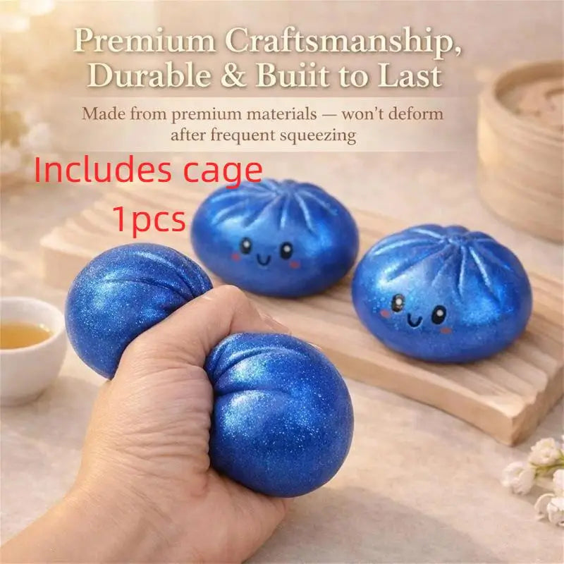 ^1Pcs Glitter Dumpling Squishy With Box Dumplings Sensory Squeeze Toy Simulated Food Decompression Toys For Stress Relief