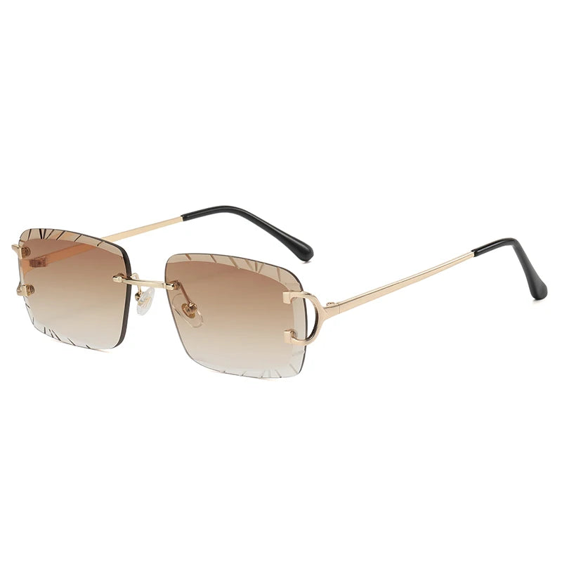 Fashion Square Rimless Glasses Trend Metal High-Hrade Men's And Women's Sunglasses Street Shot Travel Eyewear