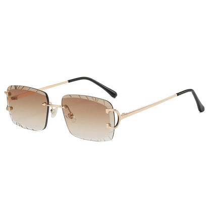 Fashion Square Rimless Glasses Trend Metal High-Hrade Men's And Women's Sunglasses Street Shot Travel Eyewear