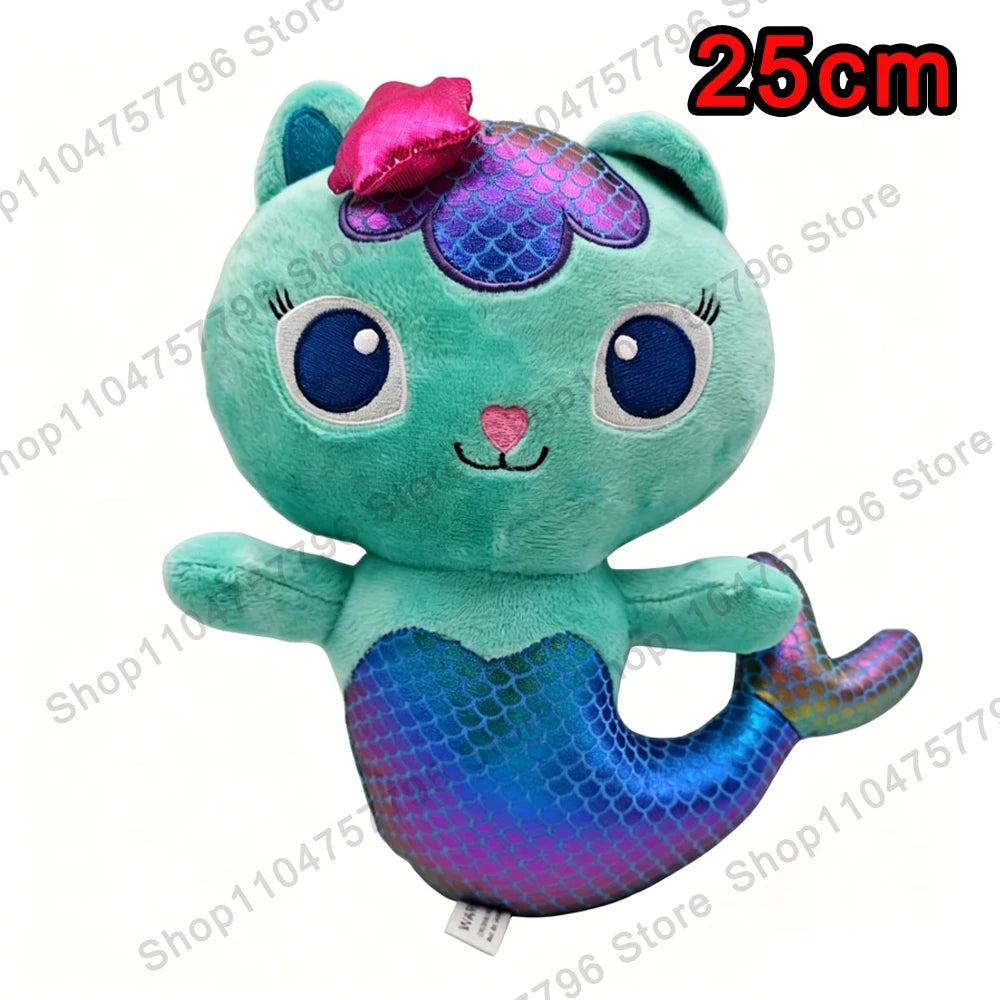 8pcs New Gabbys doll house Plush keychain Toy Mercat Cartoon Stuffed Animals Smiling Cat Car Cat Hug Gaby Girl Birthday Gift