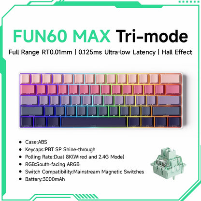 Akko MonsGeek FUN68 FUN60 PRO&MAX  HE Magnetic Keyboard 60% 65% Gaming Keyboards Rapid Trigger 8K Custom Keyboard Gamer Esports