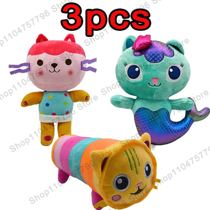 8pcs New Gabbys doll house Plush keychain Toy Mercat Cartoon Stuffed Animals Smiling Cat Car Cat Hug Gaby Girl Birthday Gift