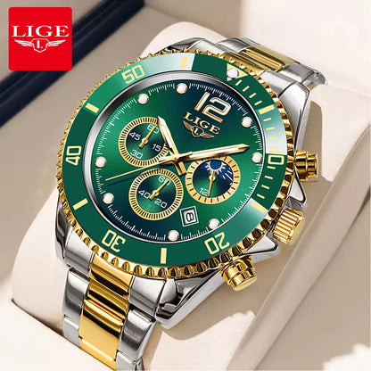 LIGE New Mens Watches for Men Sport Waterproof Stainless Steel Quartz Watch Luxury Man Business Luminous Clock Relogio Masculino