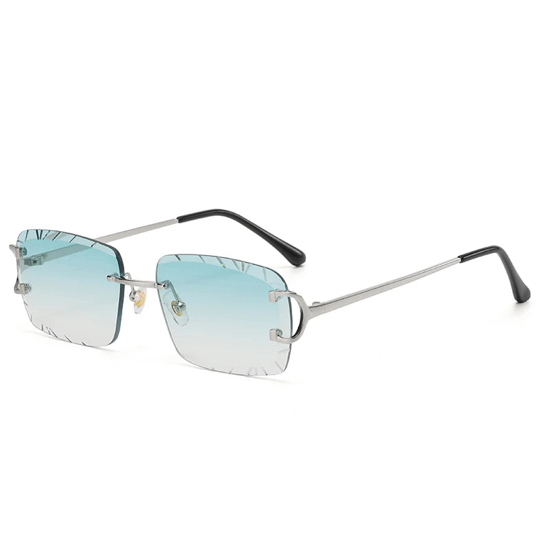 Fashion Square Rimless Glasses Trend Metal High-Hrade Men's And Women's Sunglasses Street Shot Travel Eyewear