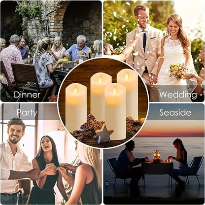 Flameless Candles With Remote, 2/4/6/8H Timer, Outdoor Indoor Waterproof Remote Control Candles Battery Operated,