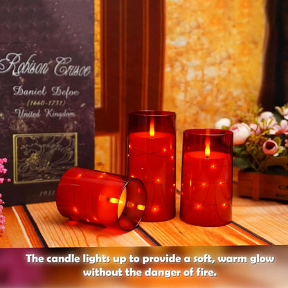 3pcs/set LED Flameless Candle Light Pink Blue Red Christmas Halloween Prayer Wedding Romantic Atmosphere String Light Candle