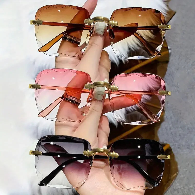 1/3PCS Square Rimless Sunglasses Women Luxury Brand Designer Summer Glasses Fashion Sun glasses For Men UV400 Shades