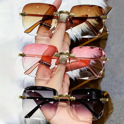 1/3PCS Square Rimless Sunglasses Women Luxury Brand Designer Summer Glasses Fashion Sun glasses For Men UV400 Shades
