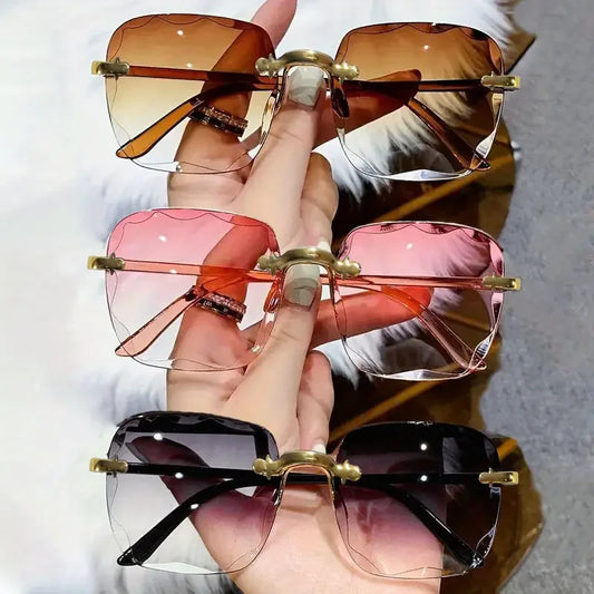 1/3PCS Square Rimless Sunglasses Women Luxury Brand Designer Summer Glasses Fashion Sun glasses For Men UV400 Shades