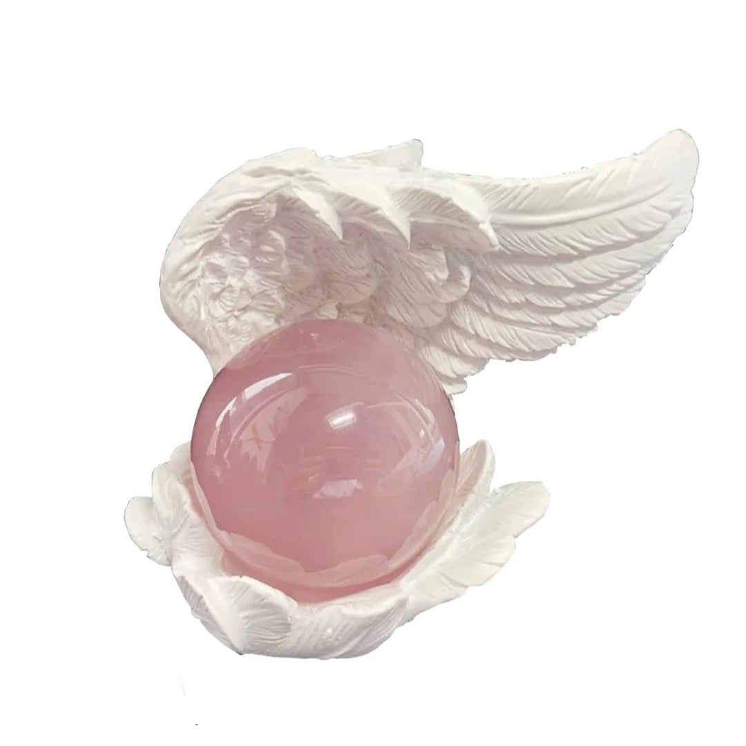 1pc Creative angel wings, resin handcrafted crystal ball base, desktop decoration, glass ball seat, display item base