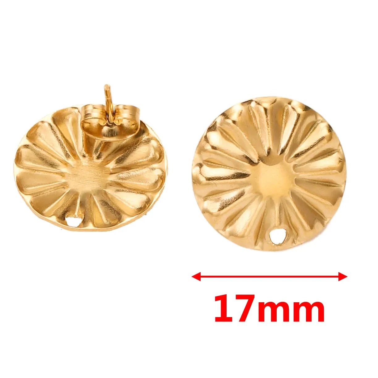 10pcs Lot Stainless Steel Gold Earrings Ripple Flower Hooks Posts Earrings Back for DIY Jewelry Making Supplies Wholesale Bulk