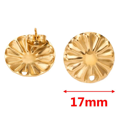 10pcs Lot Stainless Steel Gold Earrings Ripple Flower Hooks Posts Earrings Back for DIY Jewelry Making Supplies Wholesale Bulk