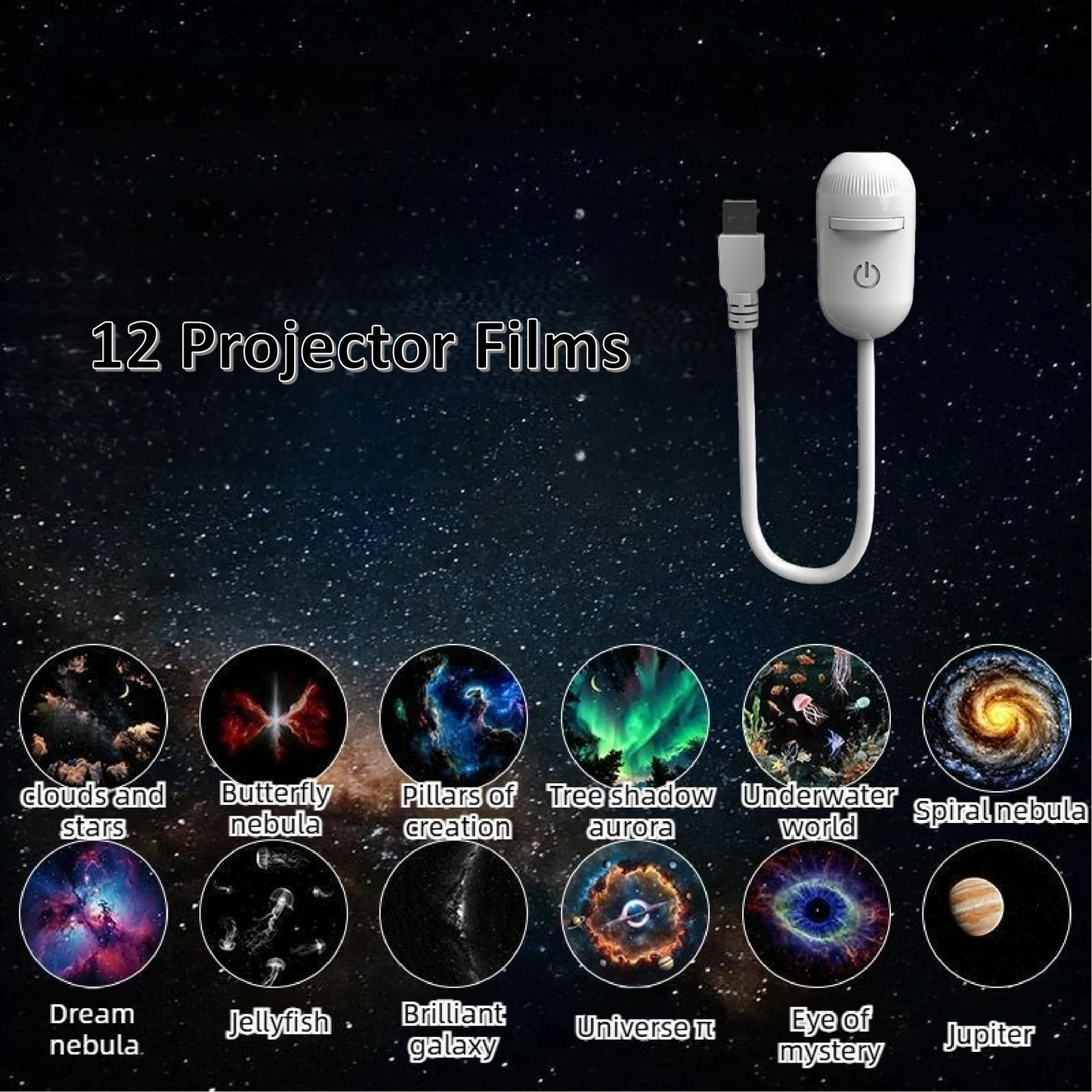 2-in-1 Mini Galaxy Star Projector Night Light – Starry Sky Ambient Lamp for Bedroom Sleep & Decoration
