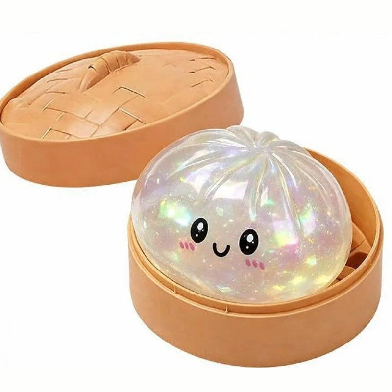 Glitter Dumpling Squishy, New Mystery Glitter Dumpling Squishies Box, Jumbo Squishy Toy with Steamer Box,