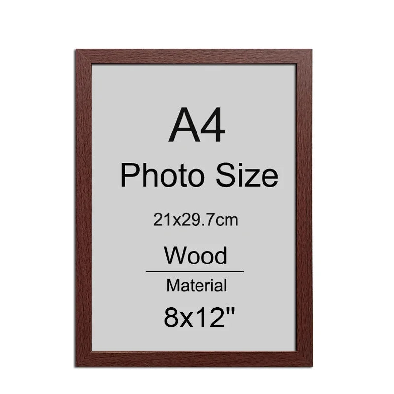 A4 Wood Photo Frame 1/2/3PCS 8x12inch Black White Brown Certificates Frame Picture Frame Log Color Home Decor Poster Frame