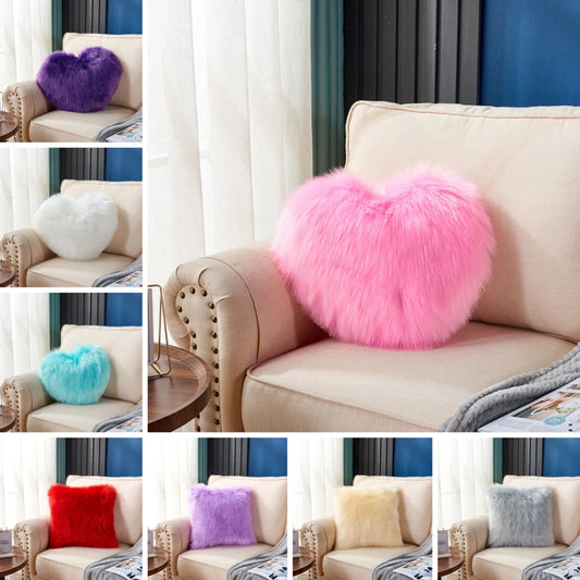 1pc Heart/Square Shaped Throw Pillow Cushion, Long Plush Cushion Pad Pillow Fluffy Soft & Comfortable Pillow For Room