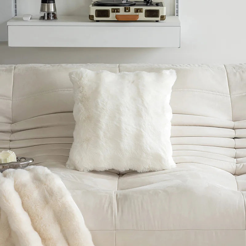 Imitation Rabbit Fur Bubble Velvet Pillow Solid Color Plush Living Room Sofa Cushion Study Bedroom Model Room Decorative Pillow