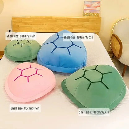 Cozy Turtle Shell Plush Pillow Wearable Tortoise Back Pillow Soft Naps Plush Cushion Children Dress Up Prop Bedroom Decoration