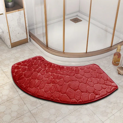 Curved Bathroom Mat — Non-Slip Pebble Texture