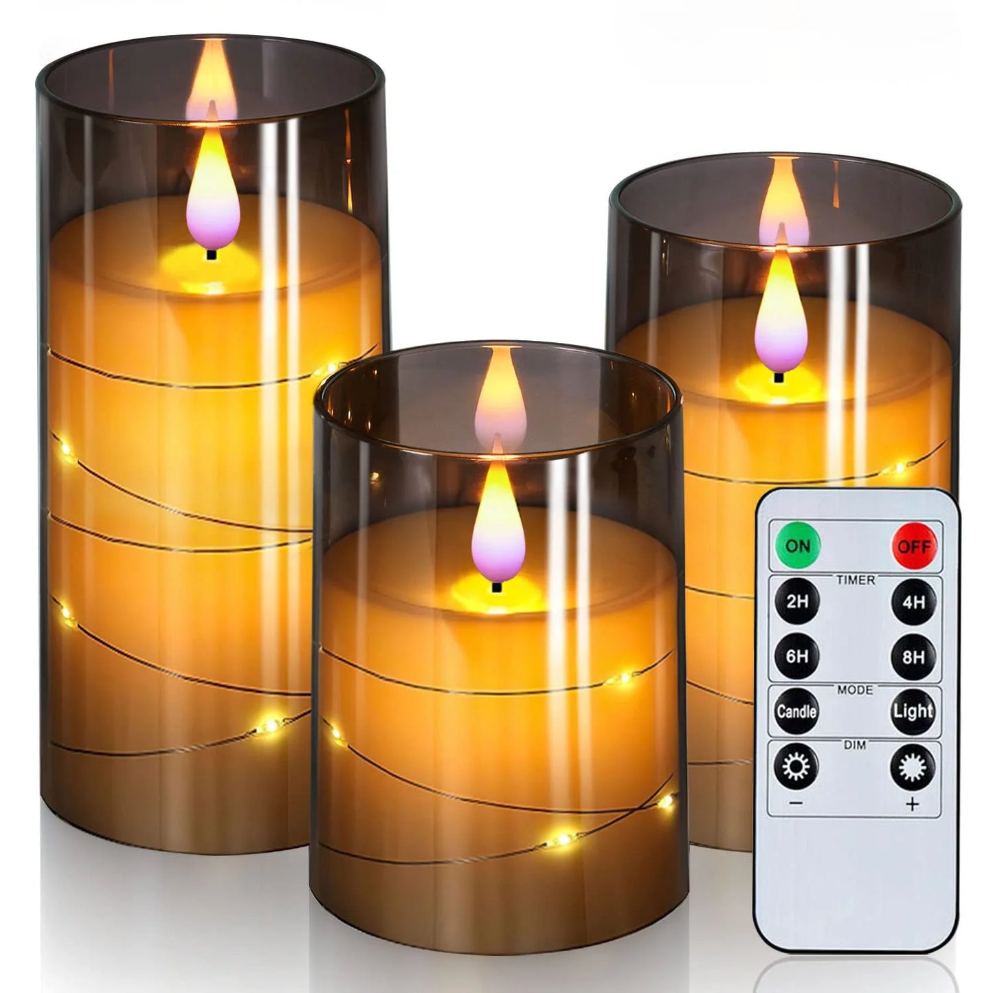 3pcs/set LED Flameless Candle Light Pink Blue Red Christmas Halloween Prayer Wedding Romantic Atmosphere String Light Candle