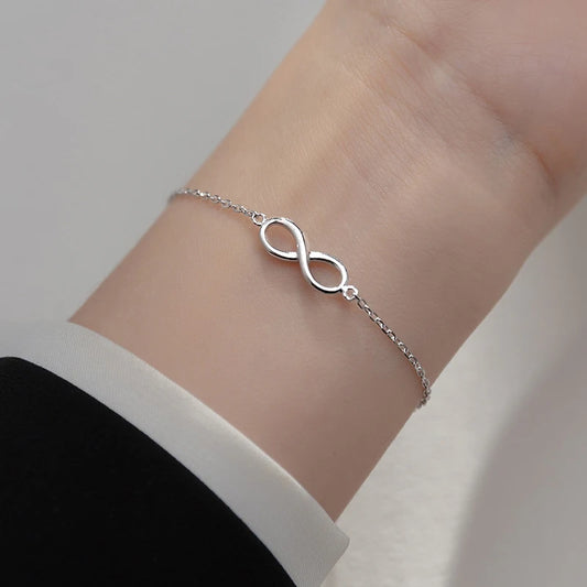 Fashion Geometry Infinite Charms Bracelets Bangles for Women Silver Golden Color Link Chain Lobster Clasps Bracelet Gift Jewelry