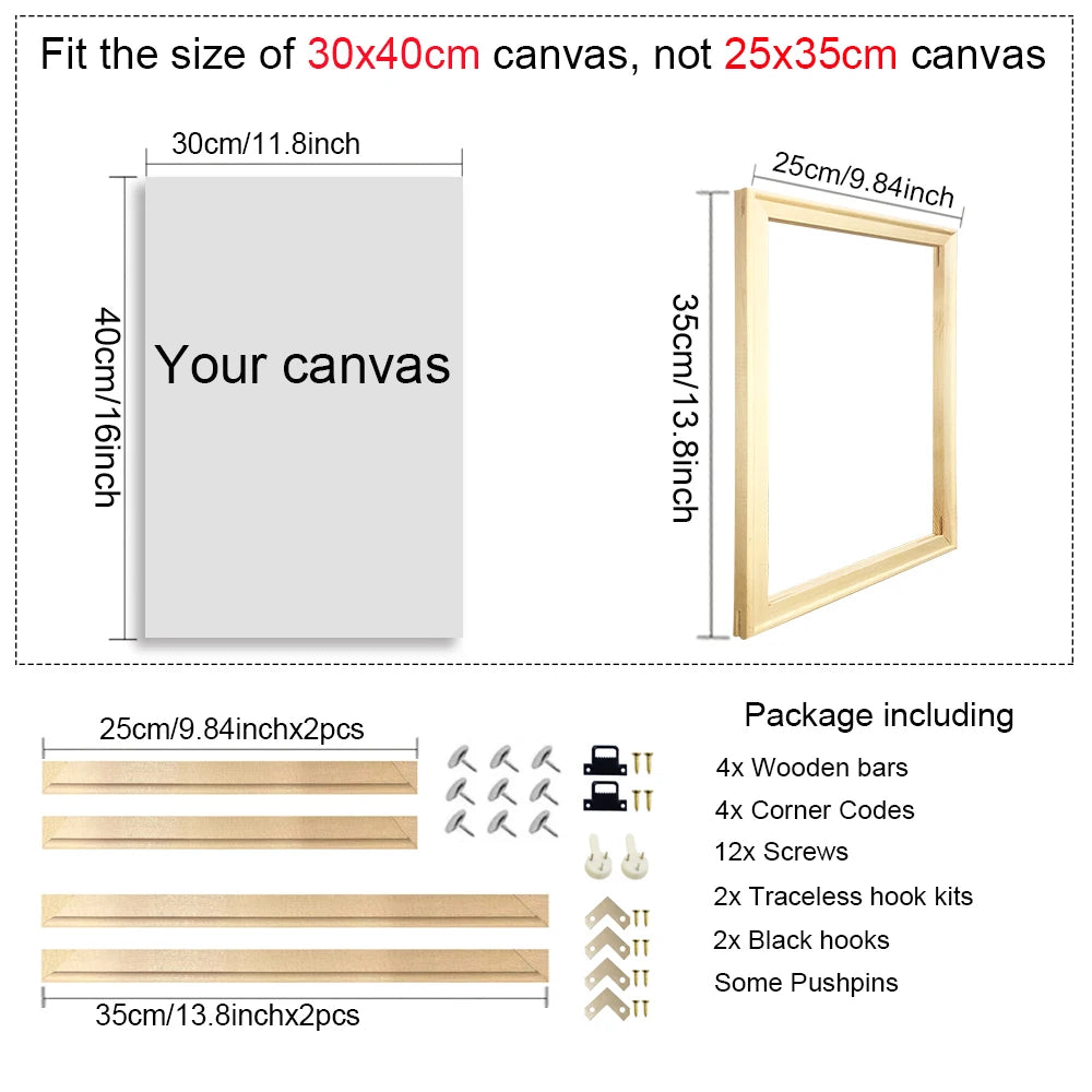 40x60 50x70 60x90 60x120 DIY Wood Frame Kit for Canvas Oil Painting Frame Bars Wood Frame for Diamond Painting Wall Art Frame
