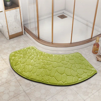 Curved Bathroom Mat — Non-Slip Pebble Texture