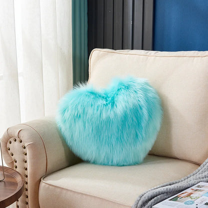 1pc Heart/Square Shaped Throw Pillow Cushion, Long Plush Cushion Pad Pillow Fluffy Soft & Comfortable Pillow For Room