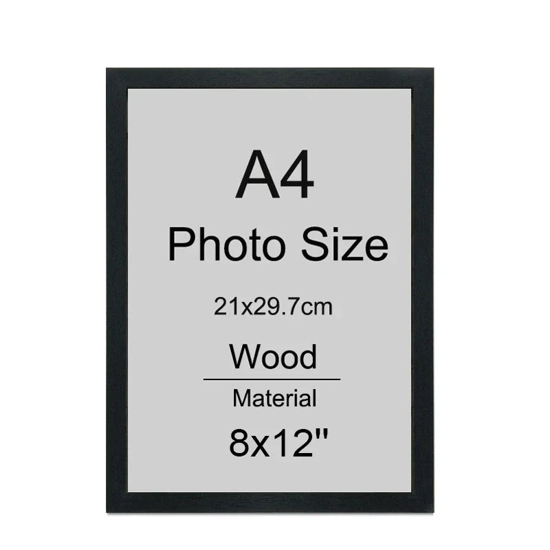 A4 Wood Photo Frame 1/2/3PCS 8x12inch Black White Brown Certificates Frame Picture Frame Log Color Home Decor Poster Frame