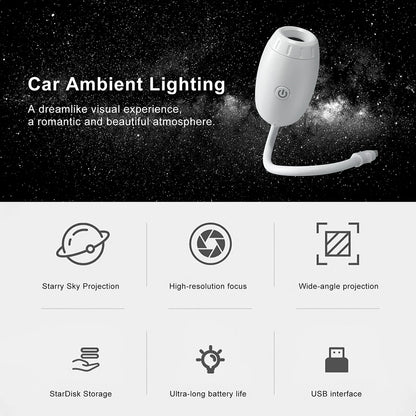 USB Car Atmosphere Projector Light Car Interior Ambient Light LED Starry Star Light Party Decor Romantic Saturn Galaxy Light