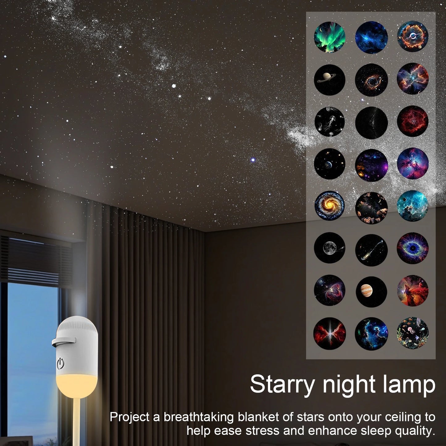 2-in-1 Mini Galaxy Star Projector Night Light USB 360° Rotatable LED Starry Sky Ambient Lamp Sleep Lighting for Bedroom Decor