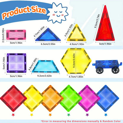 Magnetic Building Blocks Toy Magnetic Tiles, Ideal for Parent-Child Interaction, Learning and Creative Play, Back-to-School Gift
