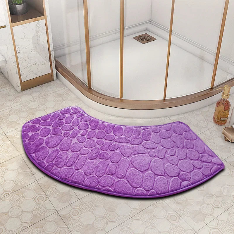 Curved Bathroom Mat — Non-Slip Pebble Texture