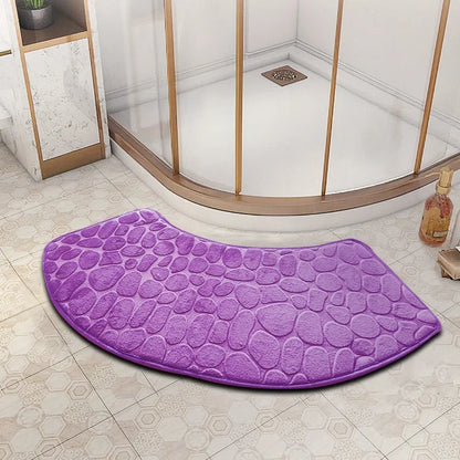 Curved Bathroom Mat — Non-Slip Pebble Texture