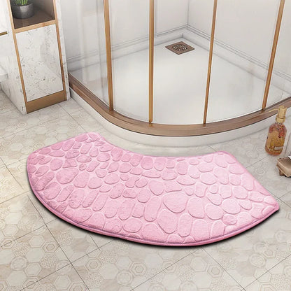 Curved Bathroom Mat — Non-Slip Pebble Texture