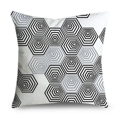 Gray Striped Geometric Double-sided Printed pillow cover Short plush Suitable living rooms bedrooms sofas throw cushion cover