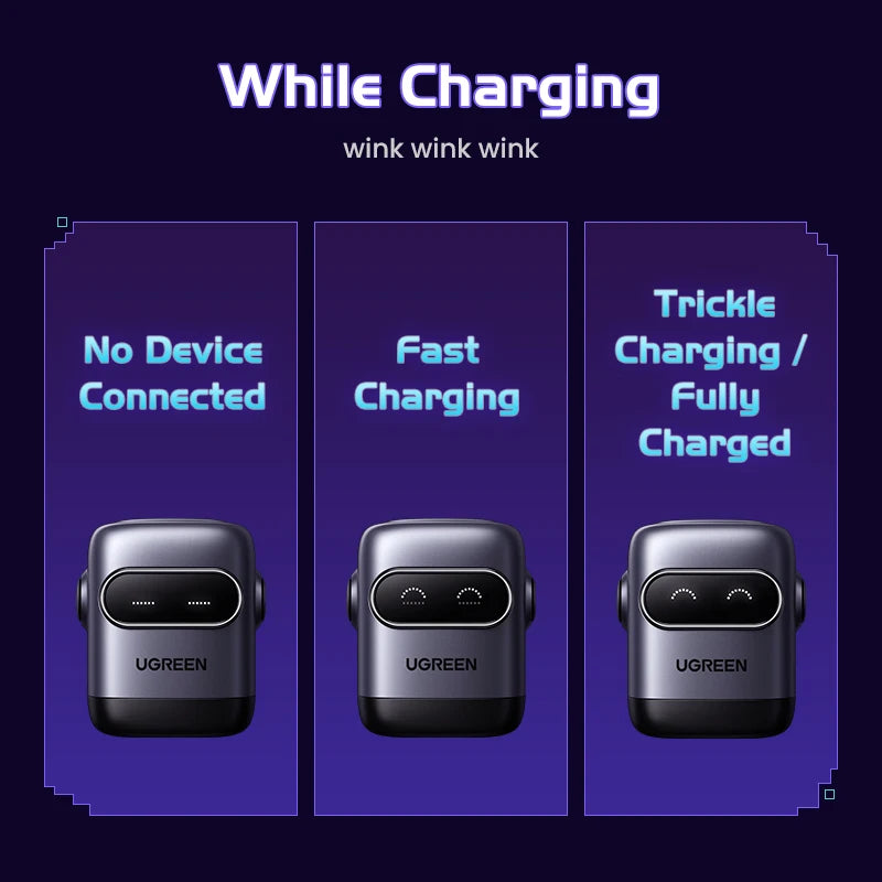 【US Plug】UGREEN 65W 30W GaN Charger Robot Design QC4.0 3.0 PPS for iPhone 17 16 15 Pro Macbook Laptops Tablet PD3.0 Fast Charg