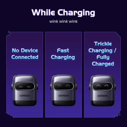 【US Plug】UGREEN 65W 30W GaN Charger Robot Design QC4.0 3.0 PPS for iPhone 17 16 15 Pro Macbook Laptops Tablet PD3.0 Fast Charg