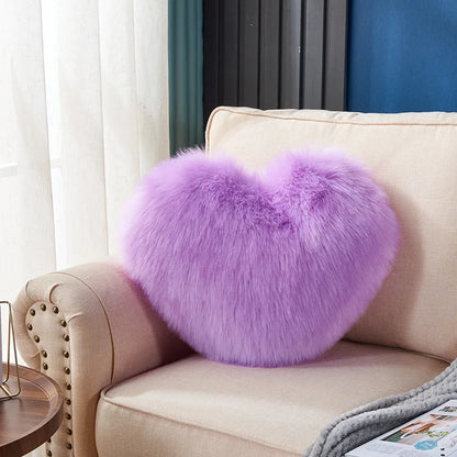 1pc Heart/Square Shaped Throw Pillow Cushion, Long Plush Cushion Pad Pillow Fluffy Soft & Comfortable Pillow For Room