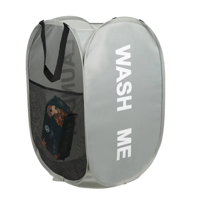 Pop-Up Mesh Laundry Hamper — Collapsible & Portable