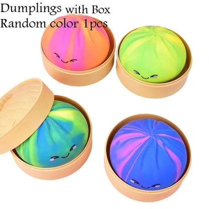 Cute Dumpling Bao Bun Squishy Toy, Soft TPR Stress Relief Fidget Pack, Anti-Anxiety Sensory Toy for Adults & Kids Squeeze Gifts