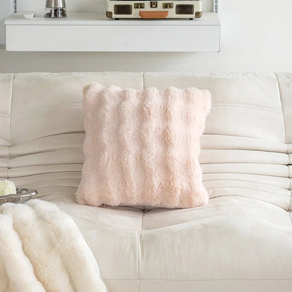 Imitation Rabbit Fur Bubble Velvet Pillow Solid Color Plush Living Room Sofa Cushion Study Bedroom Model Room Decorative Pillow