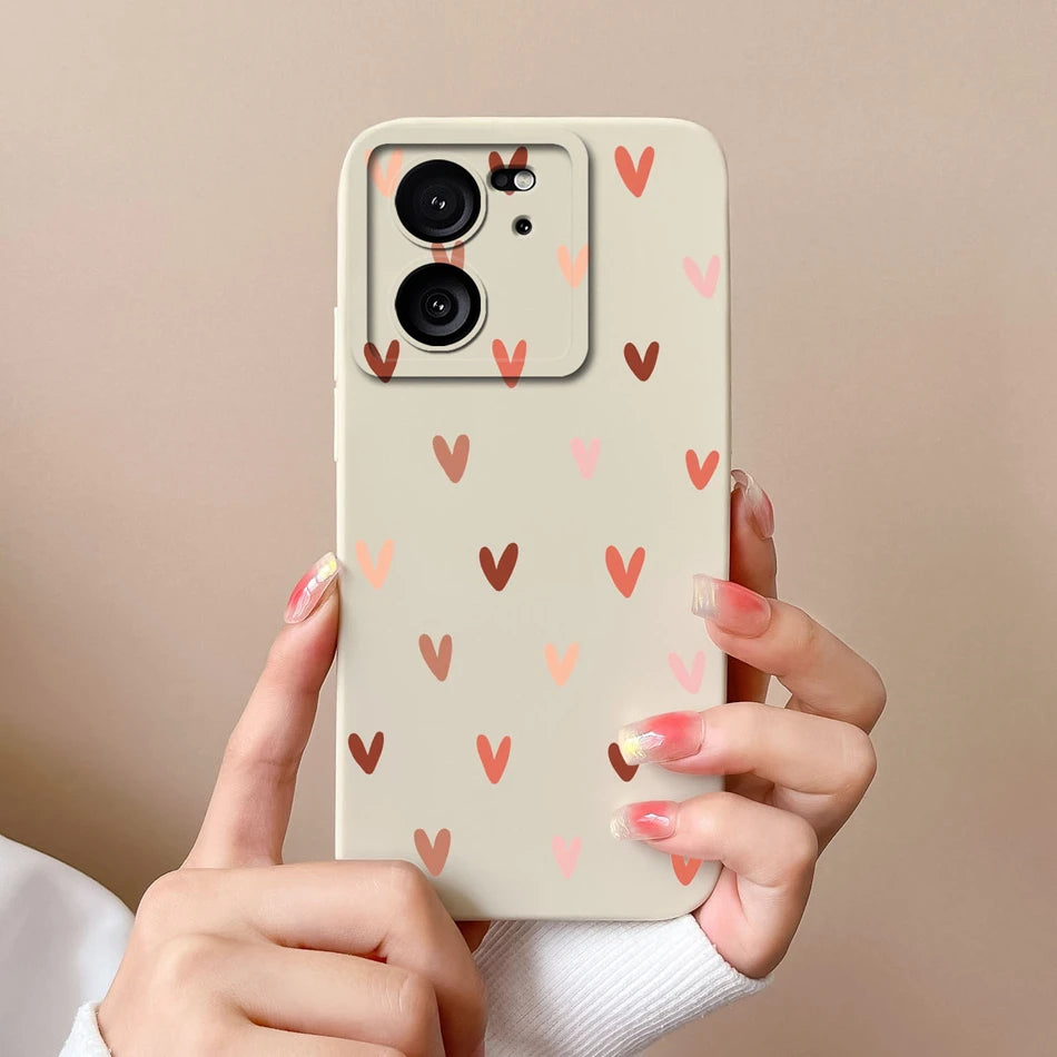 For Xiaomi 13T Pro Case Love Heart Soft Liquid Silicone Camera Protection Back Cover For Xiaomi13T 13TPro Anti Drop Phone Cases