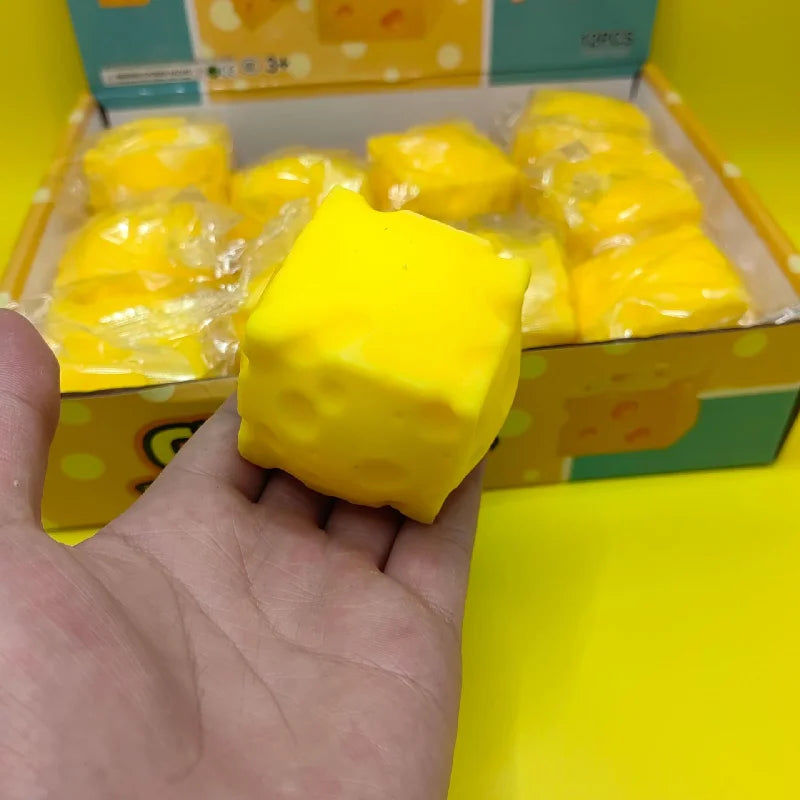 Squishy Lmitation Square Cheese Squeeze Fingertip Toy Soft Slow Rebound Cheese Stress Relief Stress Ball Kids Gift Fidget Toy