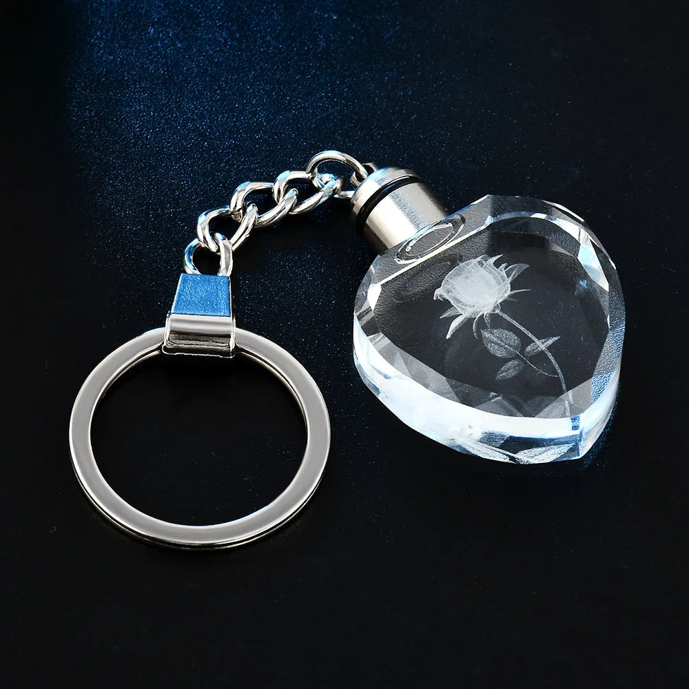 K9 Crystal Keyring with LED Light inside Crystal Blank Key Ring Commemorative Pendant Souvenir for Luminous Interior Accessories